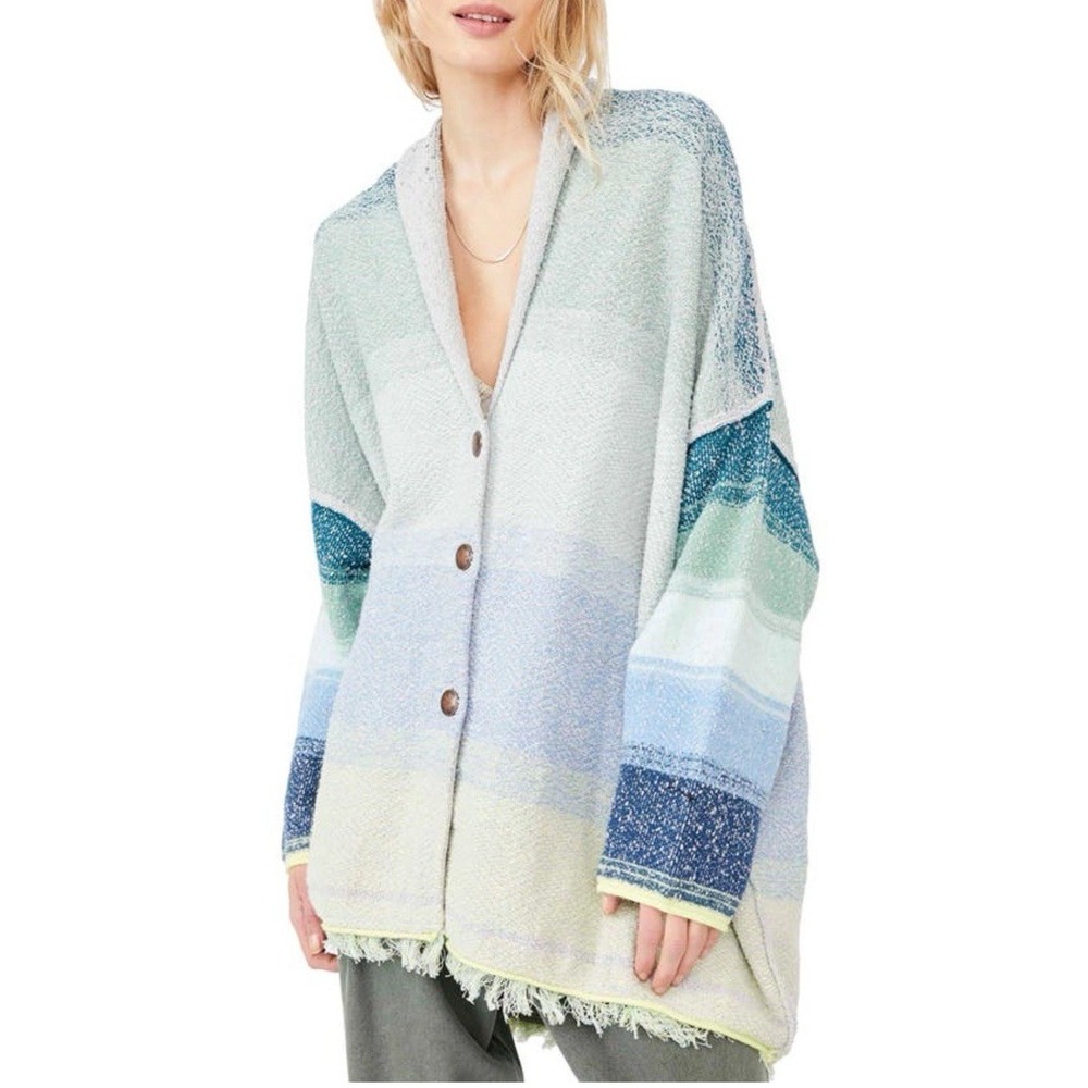 Free People Sunset Park Oversized Cardigan Sweater Jade Oasis